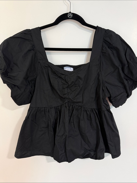 Old Navy Tops - Old Navy Black Square-Neck Puff-Sleeve Peplum Top